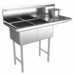 Prepline 42" Stainless Steel Two Compartment Commercial Sink with Right Drainboard - 14" x 16" Bowls