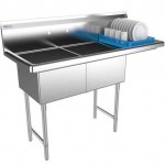 Prepline 56" Stainless Steel Two Compartment Commercial Sink with Right Drainboard - 18" x 18" Bowls