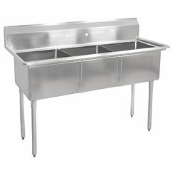 Capture Prepline 60" Stainless Steel Three Compartment Commercial Sink 18" x 18" Bowls - Image 1