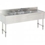 Prepline PBAR3B60-LR 60" S/S 3 Comp Bar Sink with 3" Backsplash with Left and Right Side Drainboard