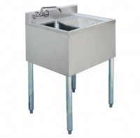 Prepline Stainless Steel 1 Bowl Underbar Hand Sink with Faucet and Right Drainboard- 24" x 18"