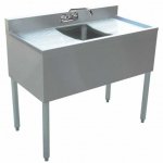 Prepline Stainless Steel 1 Bowl Underbar Hand Sink with Faucet and Two Drainboards - 36" x 18"
