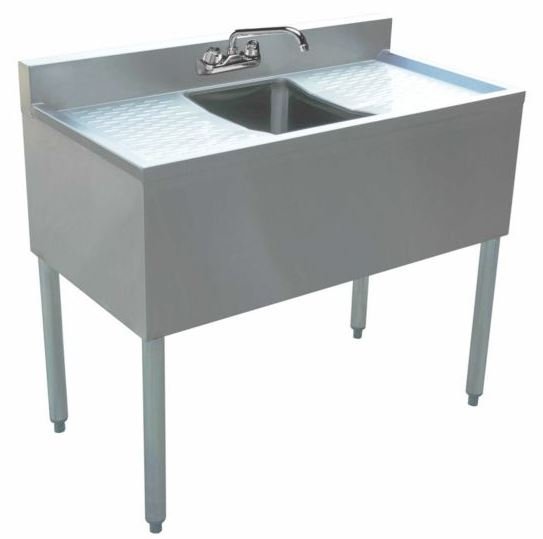 Capture Prepline Stainless Steel 1 Bowl Underbar Hand Sink with Faucet and Two Drainboards - 36" x 18" - Image 1