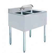 Prepline Stainless Steel 2 Bowl Underbar Hand Sink with Faucet- 14" x 26"