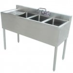 Prepline Stainless Steel 3 Bowl Underbar Hand Sink with Faucet and Left Drainboard - 48" x 18"