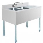 Prepline Stainless Steel 2 Bowl Underbar Hand Sink with Faucet and Right Drainboard- 36" x 18"