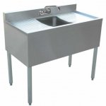 Prepline Stainless Steel 1 Bowl Underbar Hand Sink with Faucet and Two Drainboards - 60" x 18"
