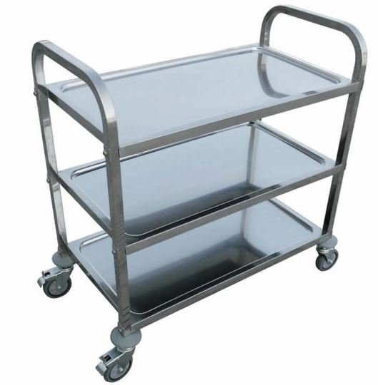 Capture Prepline 33" X 21" Stainless Steel Three Shelf Utility Trolley Cart - Image 1