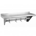 Prepline PWS-1436-PR 14"X36" Stainless Steel Wall-Mount Shelf with Pot Rack