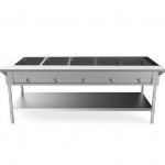 Prepline 74" Five Well Gas Hot Food Steam Table with Undershelf