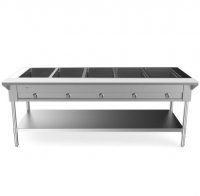 Prepline 74" Five Well Gas Hot Food Steam Table with Undershelf