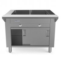 Prepline 32" Two Well Gas Hot Food Steam Table with Enclosed Base and Sliding Doors