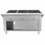 Prepline 48" Three Well Gas Hot Food Steam Table with Enclosed Base and Sliding Doors