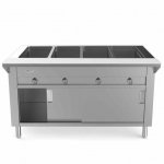 Prepline 60" Four Well Gas Hot Food Steam Table with Enclosed Base and Sliding Doors