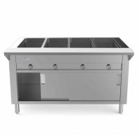 Prepline 60" Four Well Gas Hot Food Steam Table with Enclosed Base and Sliding Doors