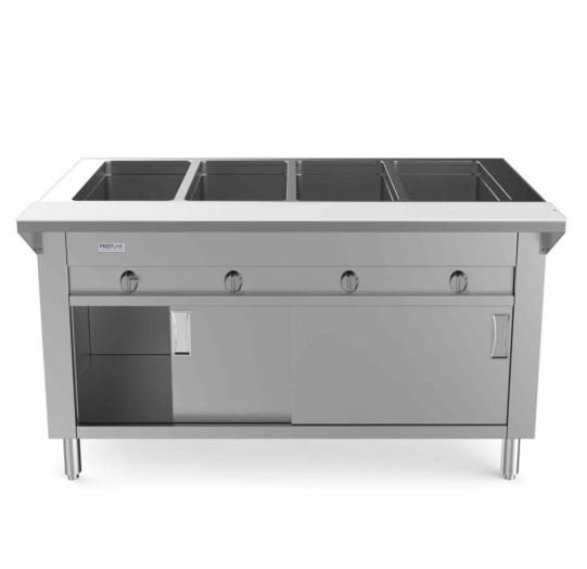Capture Prepline 60" Four Well Gas Hot Food Steam Table with Enclosed Base and Sliding Doors - Image 1