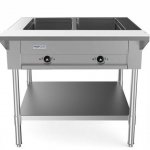 Prepline 32" Two Well Electric Hot Food Steam Table with Undershelf - 120V, 1000W
