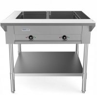 Prepline 32" Two Well Electric Hot Food Steam Table with Undershelf - 120V, 1000W