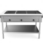 Prepline 48" Three Well Electric Hot Food Steam Table with Undershelf - 120V, 1500W