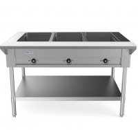 Prepline 48" Three Well Electric Hot Food Steam Table with Undershelf - 120V, 1500W