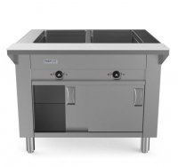 Prepline 32" Two Well Electric Hot Food Steam Table with Enclosed Base and Sliding Doors - 120V, 1000W