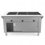 Prepline 48" Three Well Electric Hot Food Steam Table with Enclosed Base and Sliding Doors - 120V, 1500W