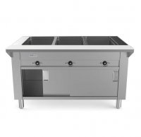 Prepline 48" Three Well Electric Hot Food Steam Table with Enclosed Base and Sliding Doors - 120V, 1500W