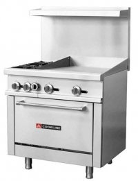 Cookline CR36-24G 36? 2 Burner Gas Range with 24? Right Side Griddle and Standard Oven ? 131,000 BTU