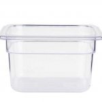 Prepline 1/6 Size Clear Polycarbonate Food Pan, 4" Deep