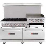 Cookline CR60-24RG 60? Commercial Range with 6 Burners, 24? Raised Griddle & Broiler ? Natural Gas- 278,000 BTU