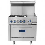 Standard Range SR-R36-12MG-NG 36" Natural Gas Commercial Range with 2 Burner, 12" Griddle, 1 Oven - 153,000 BTU