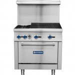 Standard Range SR-R36-24CB-NG 36" Natural Gas Commercial Range with Char-Broiler Top, 2 Burners, 1 Oven - 163,000 BTU
