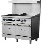Standard Range SR-R48-24MG-LP 48" Liquid Propane Commercial Range with 4 Burner, 24" Griddle, 2 Oven - 246,000 BTU
