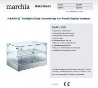 Marchia HSA50 22" Straight Glass Countertop Hot Food Warmer Display Case - Image 2