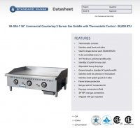 Standard Range SR-G36-T 36" Commercial Countertop 3 Burner Gas Griddle with Thermostatic Control - 90,000 BTU - Image 2