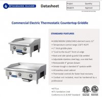 Standard Range SR-EG36 36" Commercial Electric Thermostatic Countertop Griddle - 240V - Image 2