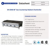 Standard Range SR-CB48-M 48" Gas Countertop Radiant Charbroiler - 140,000 BTU - Image 2