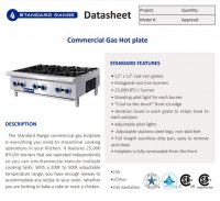 Standard Range SR-HP36-M 36" 6 Burner Hotplate - 150,000 BTU - Image 2