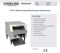 Cookline CT2 17" Electric Countertop Conveyor Toaster Oven, 3" Opening, 300-350 Slices of Bread/hr. - Image 2