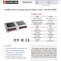 Cookline IC-3600F Double Countertop Induction Range / Cooker - 208-240V, 3600W - Image 2