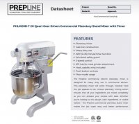 Prepline SS PHLM20B-T 20 Quart Heavy Duty Gear Driven Commercial Planetary Stand Mixer with Timer - Image 2