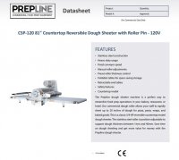 Prepline CSP-120 Steel Reversible 120v Countertop Model Dough Sheeter - Image 2