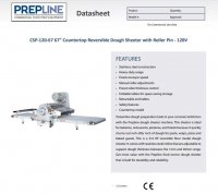 Prepline CSP-120-67 67" Countertop Reversible Dough Sheeter with Roller Pin - 120V - Image 2