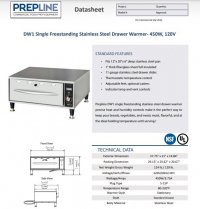 Prepline DW1 Single Freestanding Stainless Steel Drawer Warmer- 450W, 120V - Image 2