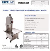 Prepline PLS64 64" Blade Meat & Bone Saw Stainless Steel Table Top - Image 2