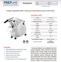 Prepline Vegetable Cutter, Continuous Feed Food Processor with 5 Disks - Image 2