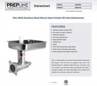 Prepline PHL-MH12 Stainless Steel #12 Head Mincer Meat Grinder Attachment - Image 2