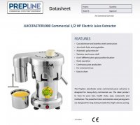 Prepline JUICEFASTER1000 Commercial 1/2 HP Electric Juice Extractor - Image 2