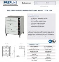 Prepline DW3 Triple Freestanding Stainless Steel Drawer Warmer- 1350W, 120V - Image 2