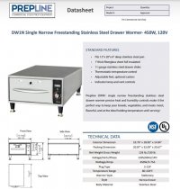 Prepline DW1N Single Narrow Freestanding Stainless Steel Drawer Warmer- 450W, 120V - Image 2